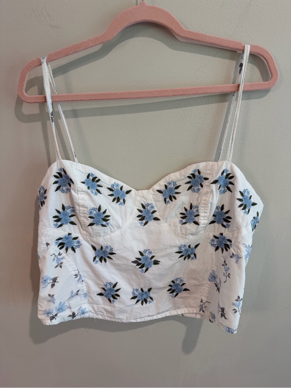 Free People White Floral Embroidered Cropped Cami Top
